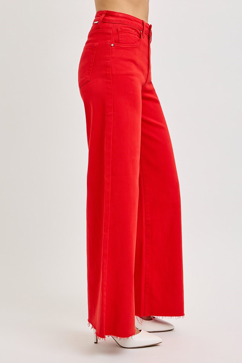 Risen High Rise Wide Leg Palazzo Jeans-Fiesta Red