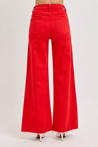 Risen High Rise Wide Leg Palazzo Jeans-Fiesta Red