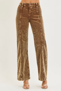 Risen High Rise Front Yoke Corduroy Jeans-Mocha