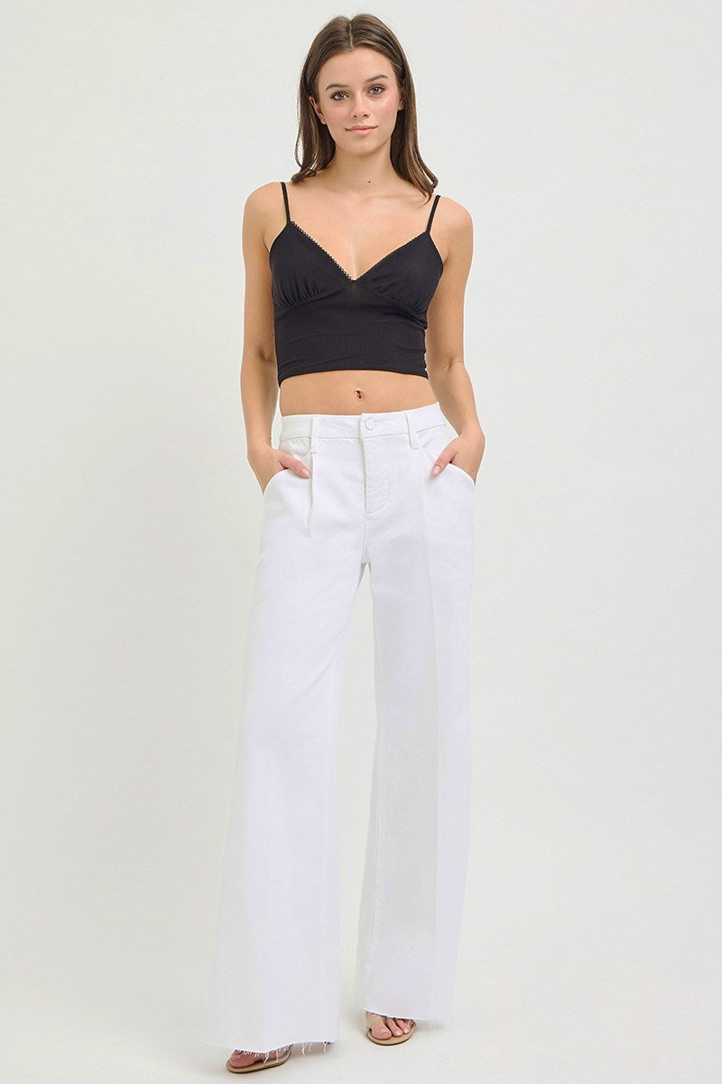 Risen Sculpt & Sleek Wide Leg White Denim Jean