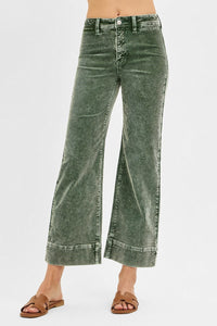 Risen High Rise Crop Corduroy Jean-Forest