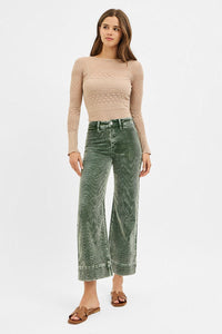 Risen High Rise Crop Corduroy Jean-Forest