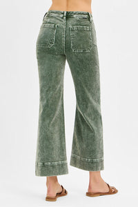 Risen High Rise Crop Corduroy Jean-Forest