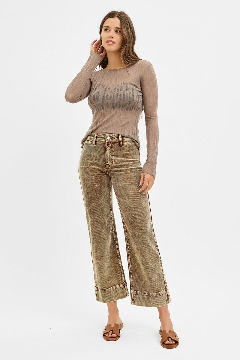 Risen High Rise Crop Straight Cord Jeans