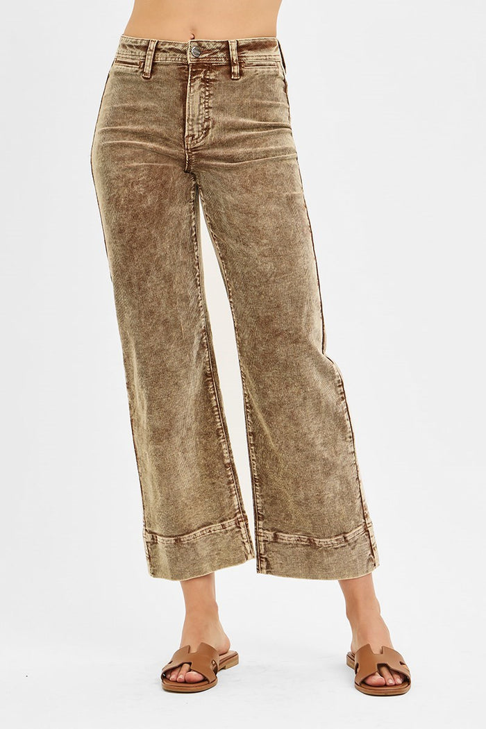 Risen High Rise Crop Straight Cord Jeans