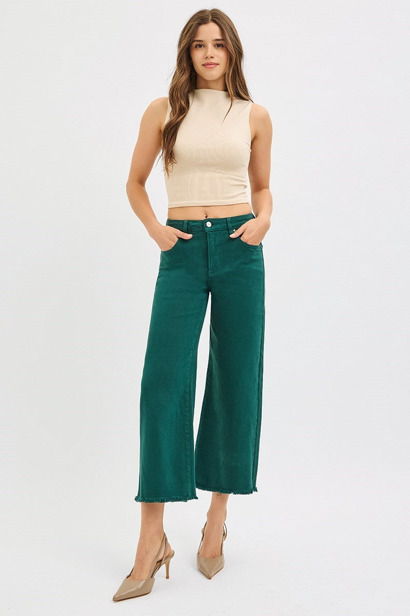 Risen Evergreen High Rise Wide Leg Crop Jeans
