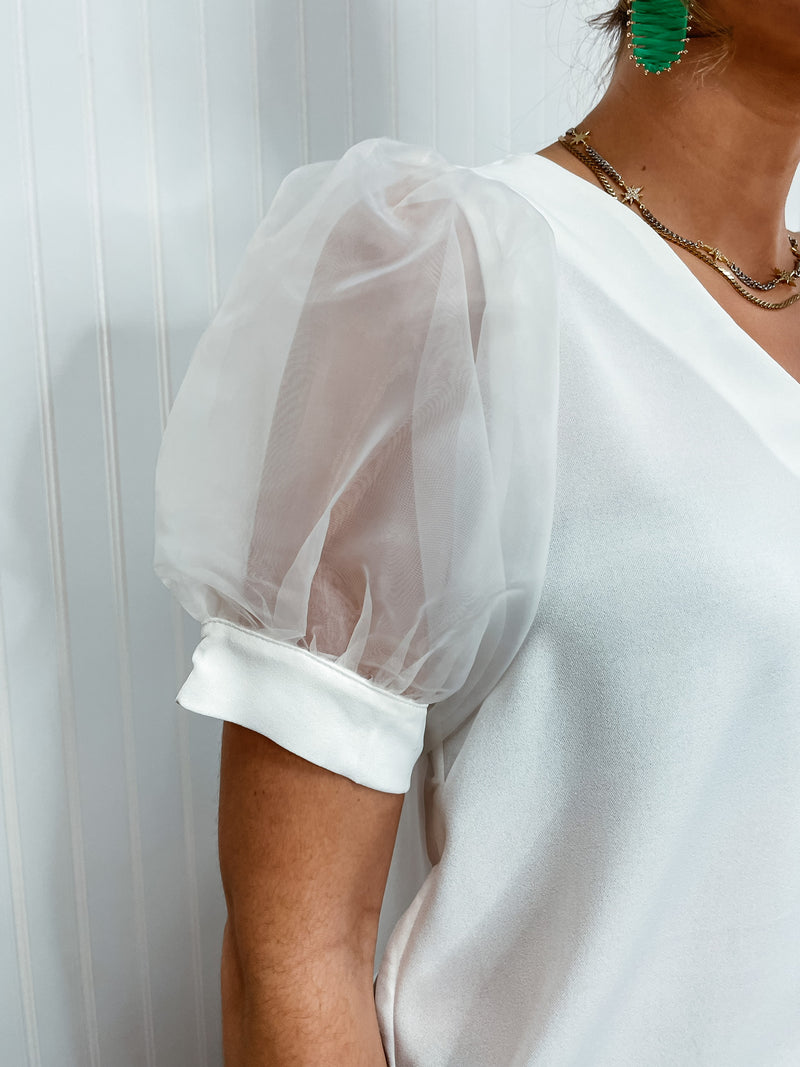 Tiki Time Sheer Puff Sleeve Top