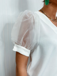 Tiki Time Sheer Puff Sleeve Top